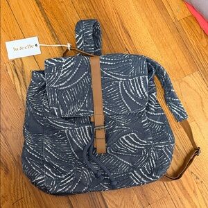 Lu & Elle Navy and White Leaf Pattern Backpack